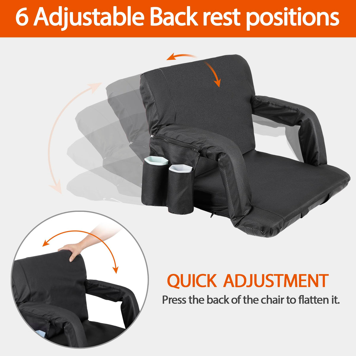 2 Pack Folding Bleacher Chairs with Cushion C388070