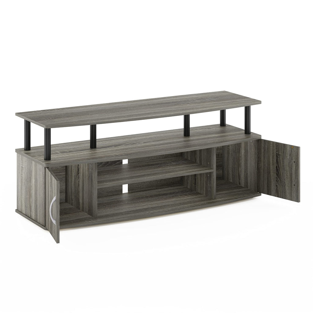 French Oak Grey/Black Entertainment Stand for TV Up to 55 Inch V398