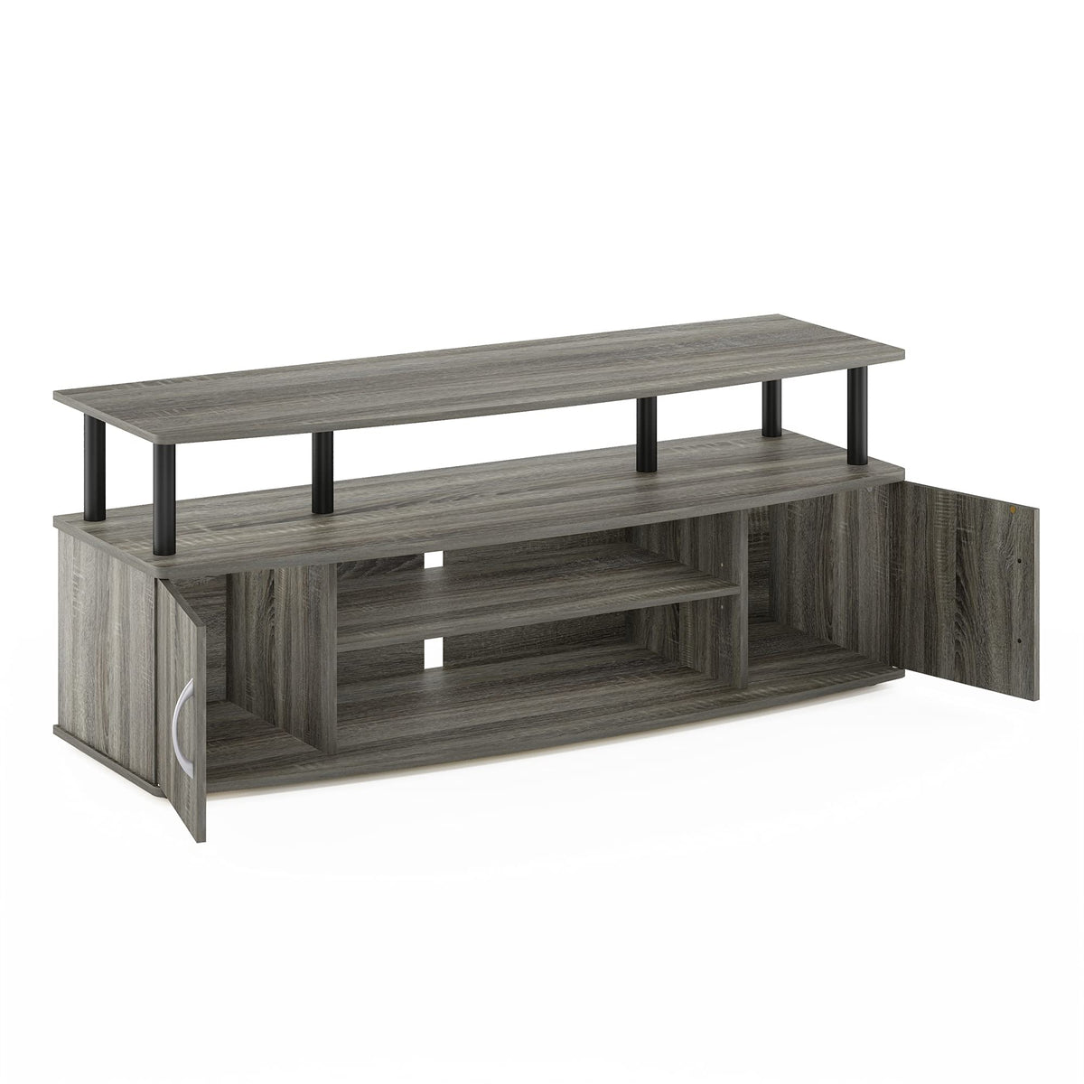 French Oak Grey/Black Entertainment Stand for TV Up to 55 Inch V398
