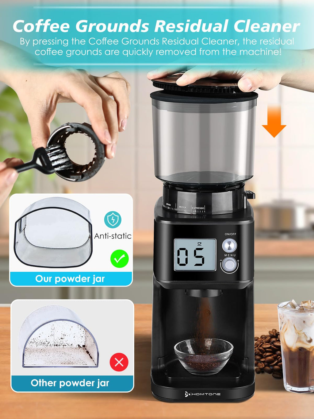 Conical Burr Espresso Coffee Grinder, 51 Settings, Stainless Steel K80694