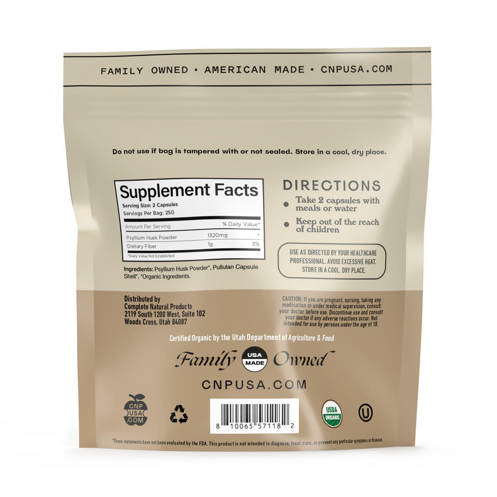 Organic Psyllium Husk Capsules 660mg 500ct S6574