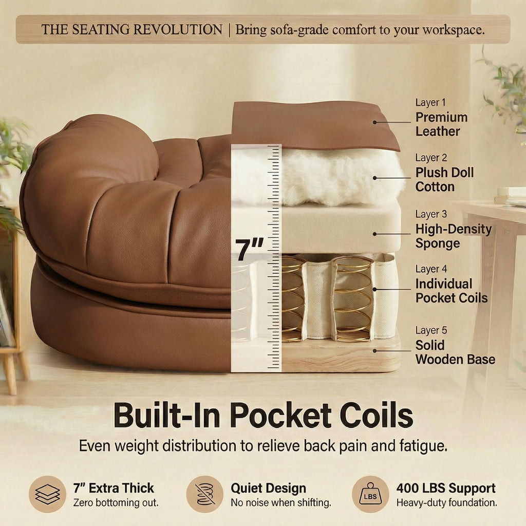 Big & Tall Desk Chair with Footrest Brown U13620