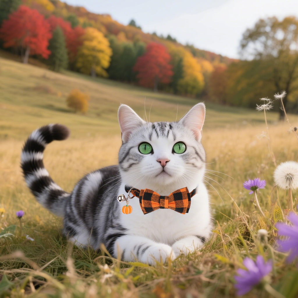 Orange Plaid Cat Collar P621