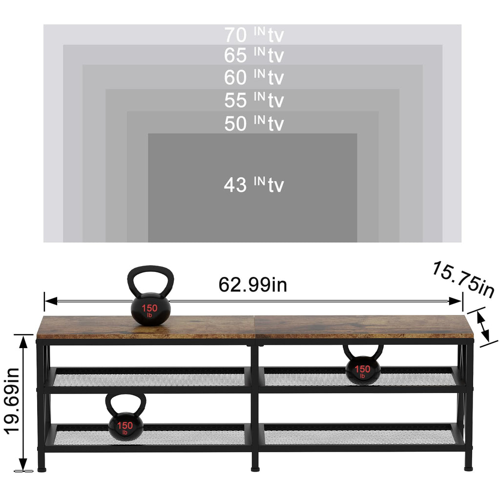 63" TV Stand with 3-Tier Storage Shelves Q74880