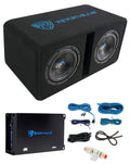 Dual 8" Loaded Car Subwoofer Enclosure with Amp H68356