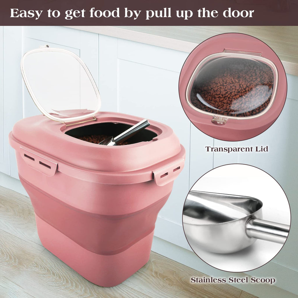 Airtight Collapsible Pet Food Storage Container with Scoop O95555
