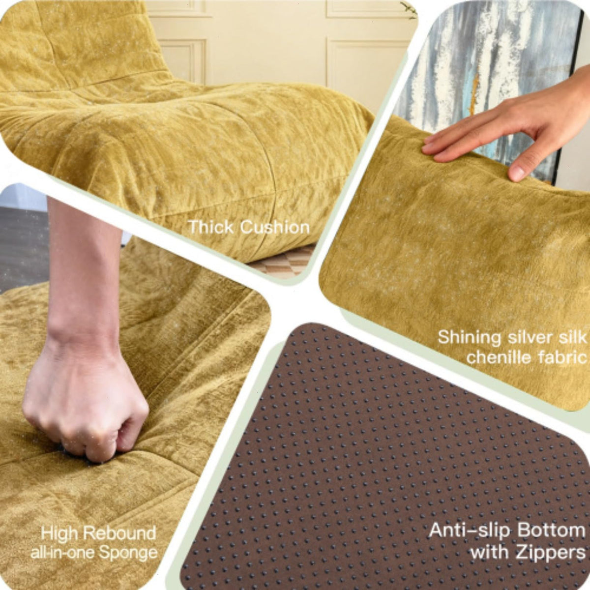 Memory Foam Flannelette Bean Bag Chair H363597