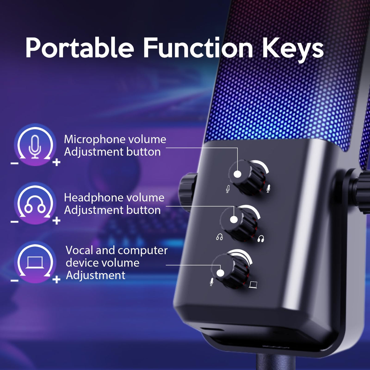 Black USB Condenser Microphone with Boom Arm P3908