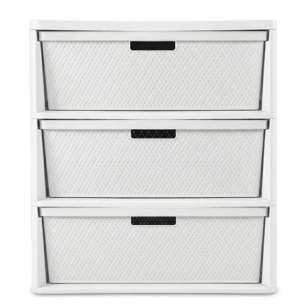 Opaque White 3-Drawer Plastic Storage Tower T97828