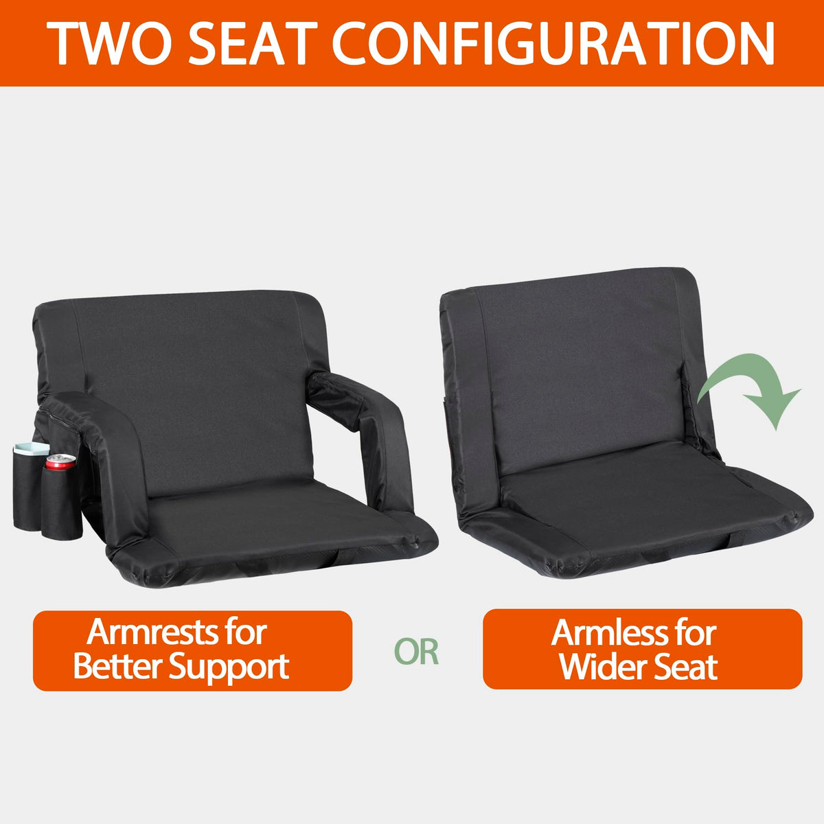 2 Pack Folding Bleacher Chairs with Cushion C388070