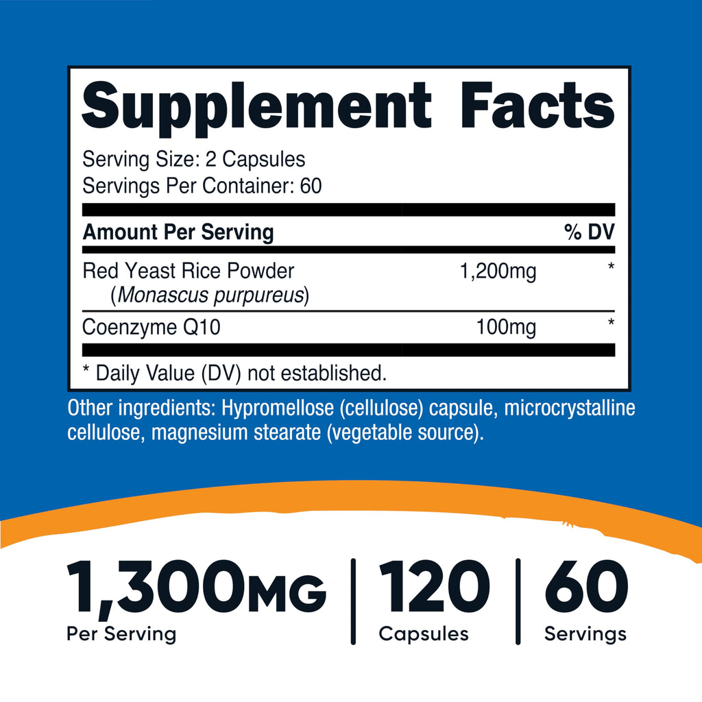 Red Yeast Rice with CoQ10 1300mg 120 Capsules N73177