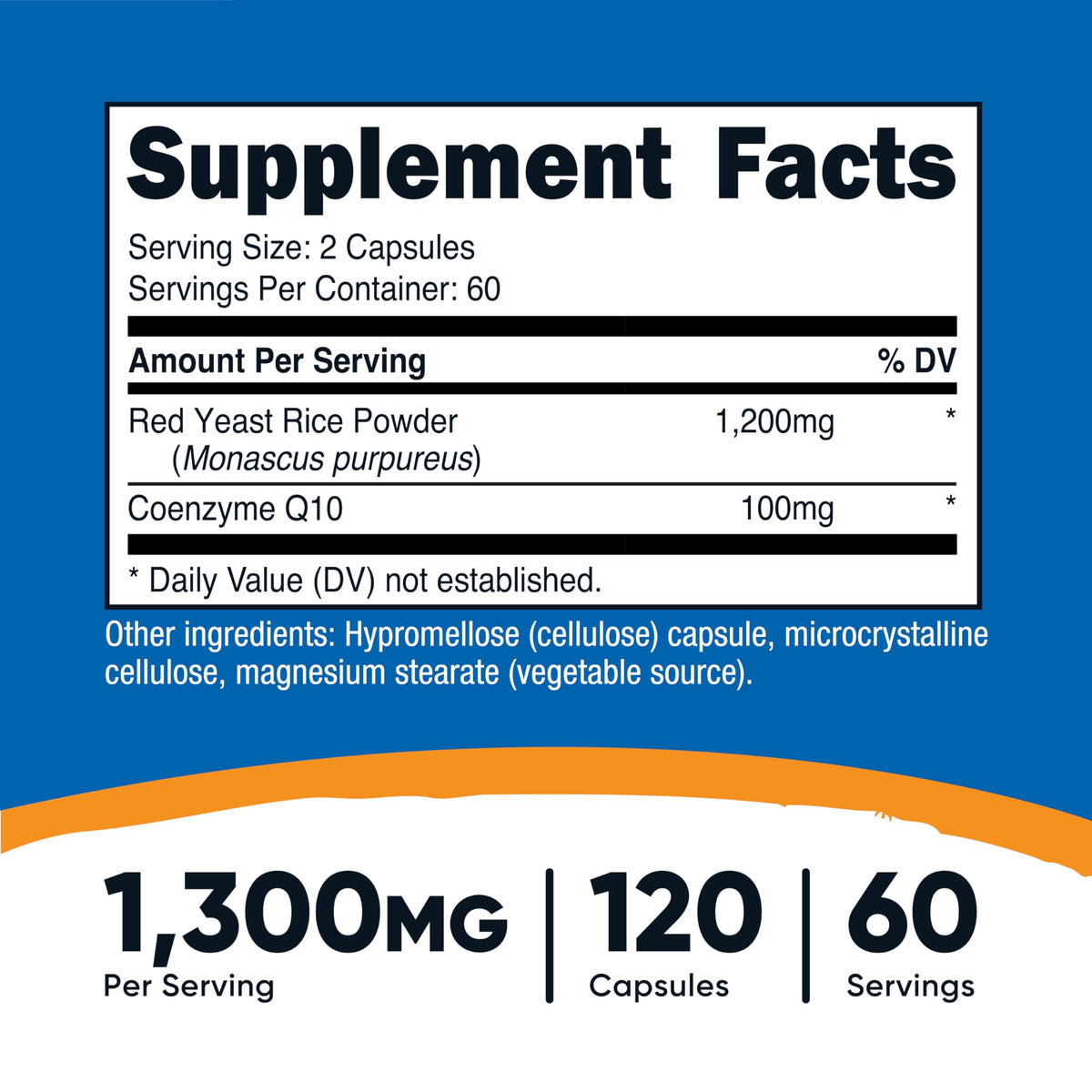 Red Yeast Rice with CoQ10 1300mg 120 Capsules N73177