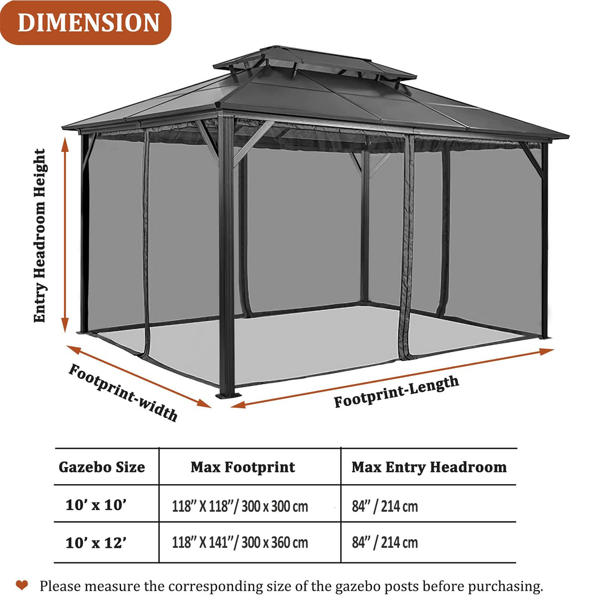 10x12 FT Black Mosquito Netting H987
