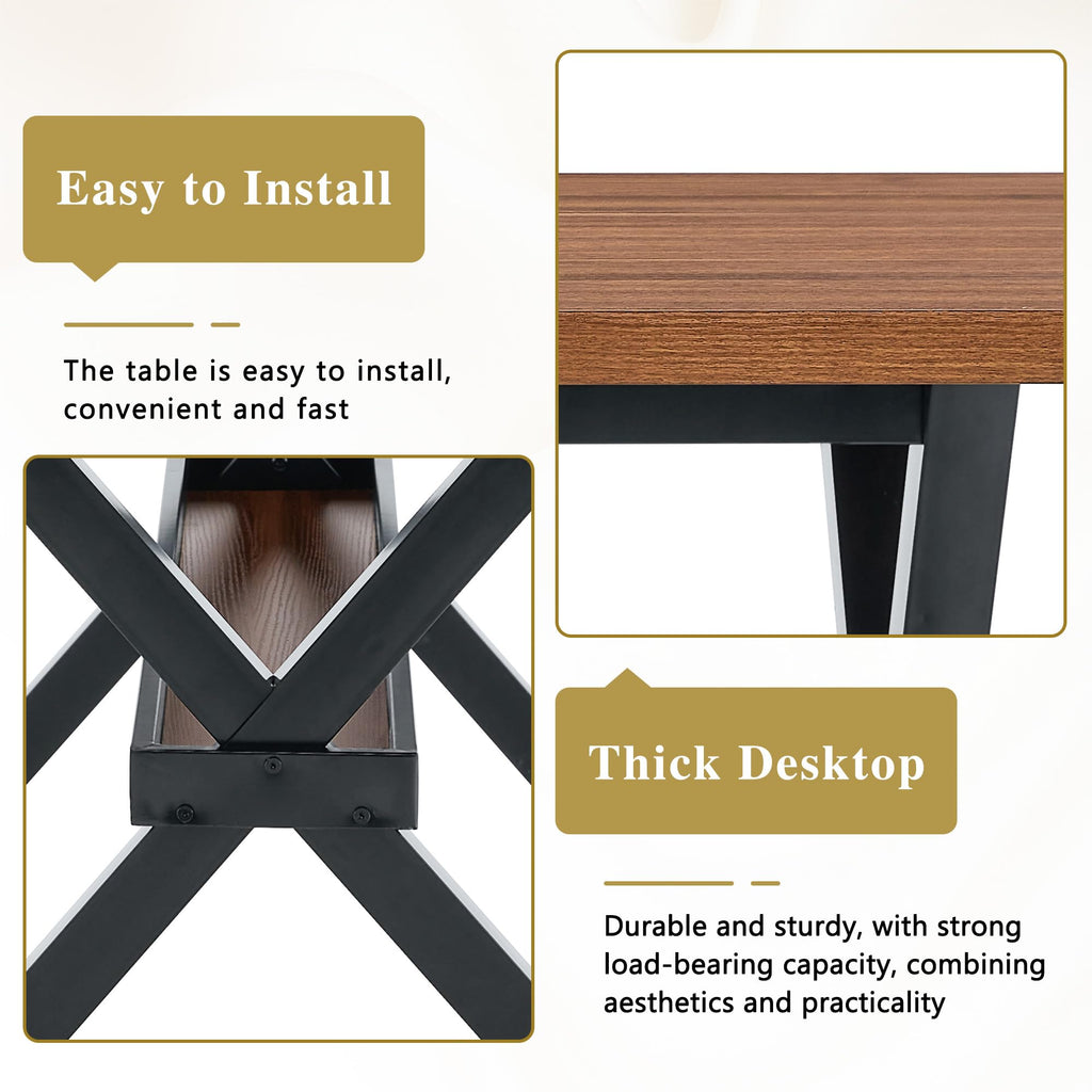 9 Piece Dining Table Set with Splicing Wood Top R127991