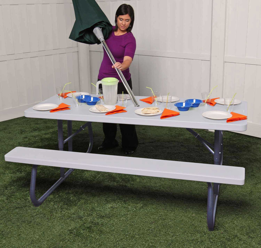 Folding Picnic Table 6 Feet White Granite I71090