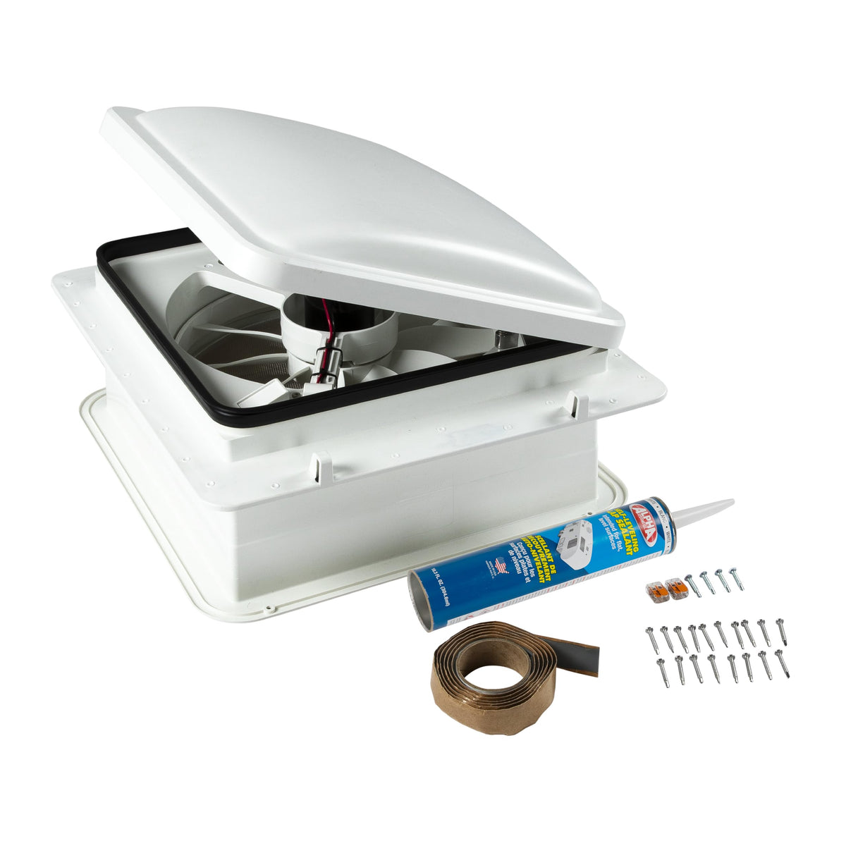 14" RV Rooftop Vent Exhaust Fan with Lid, White J59043