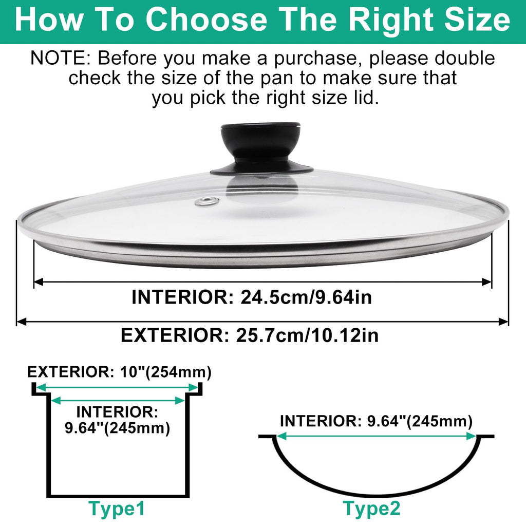10 Inch Round Tempered Glass Pan Lid with Heat Resistant Handle Y371334