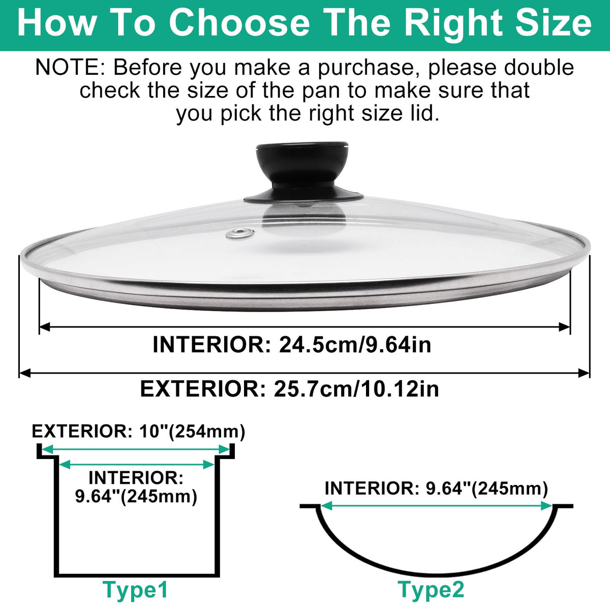 10 Inch Round Tempered Glass Pan Lid with Heat Resistant Handle Y371334