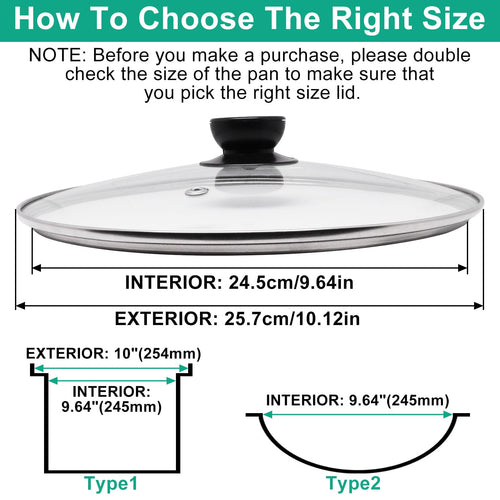 10 Inch Round Tempered Glass Pan Lid with Heat Resistant Handle Y371334
