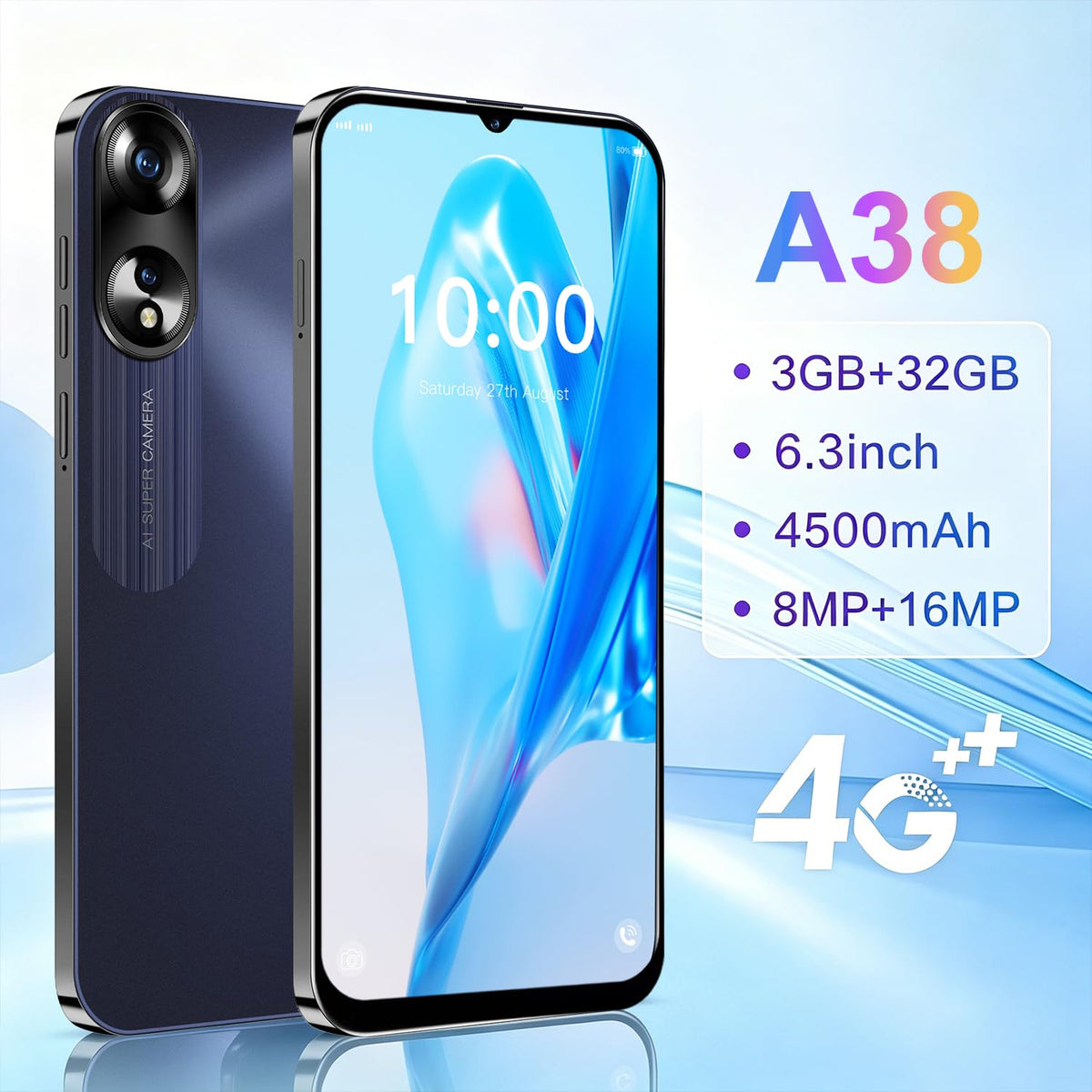 Unlocked 4G Smartphone 6.3 Inch Full Screen 3GB RAM 32GB ROM Black Z147