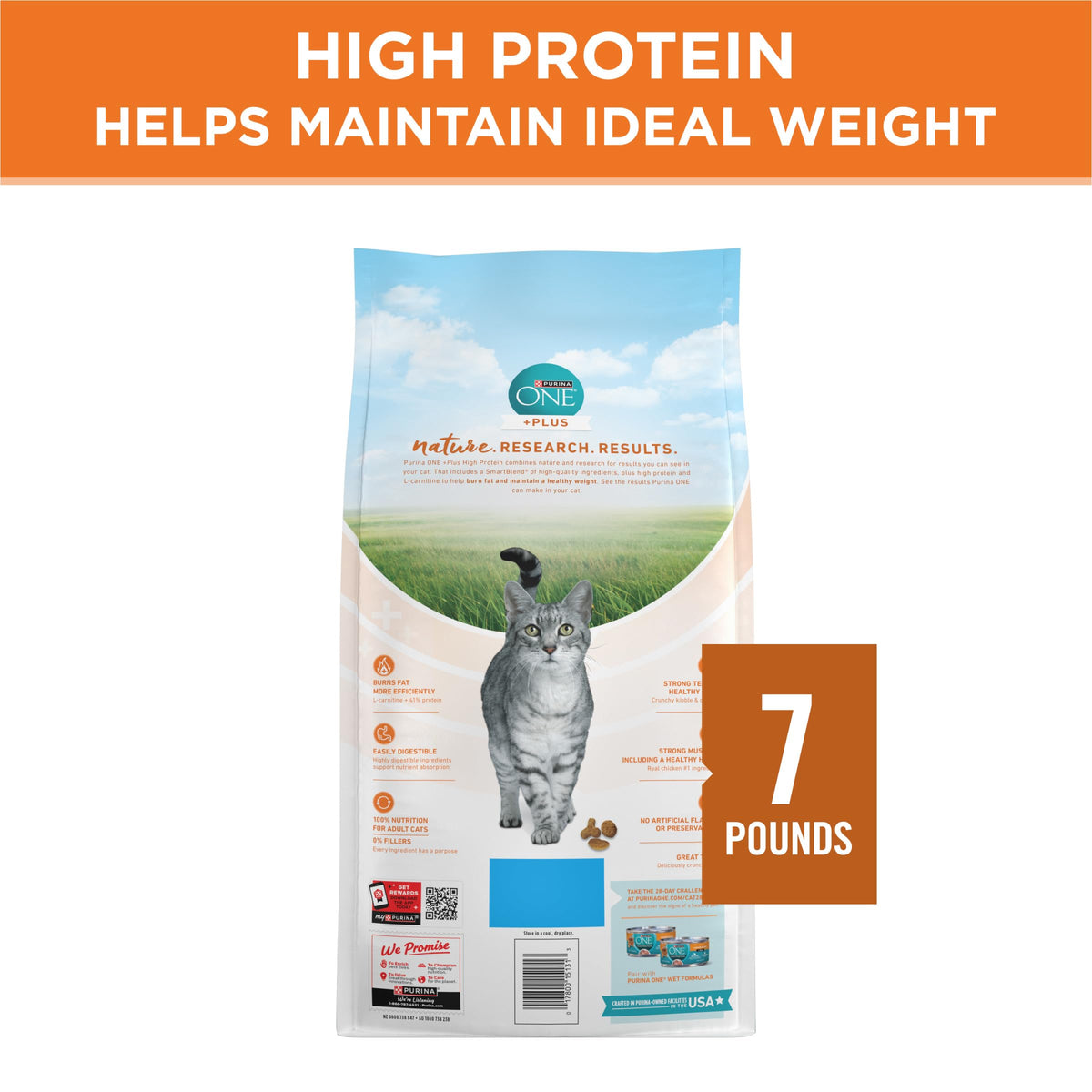 High Protein Dry Cat Food, 7 lb Bag W81387