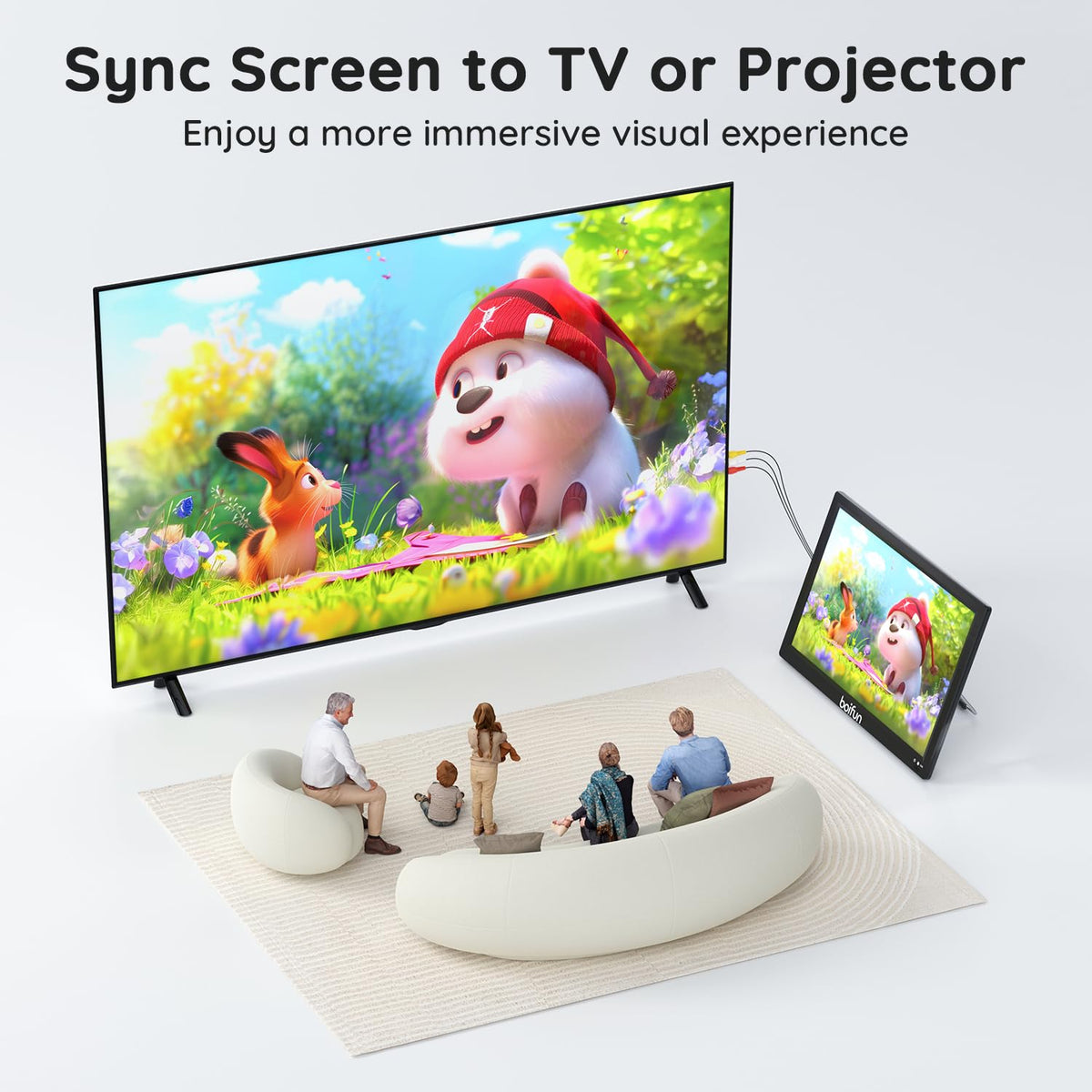 15.6" Portable TV DVD Combo with Antenna, FM Radio, 5000mAh Battery, Black W1489