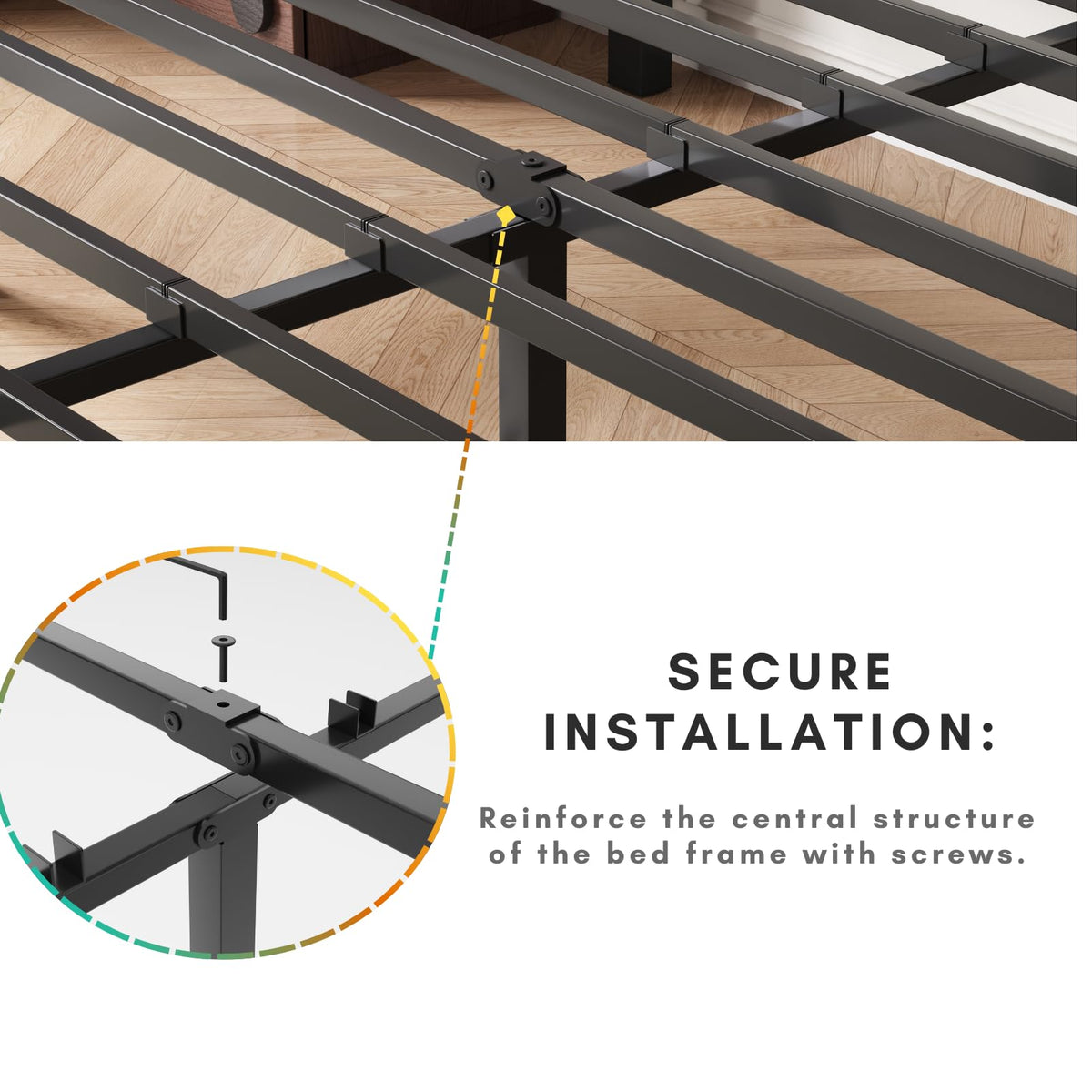 14 Inch Metal Queen Bed Frame with Storage, Black P967165