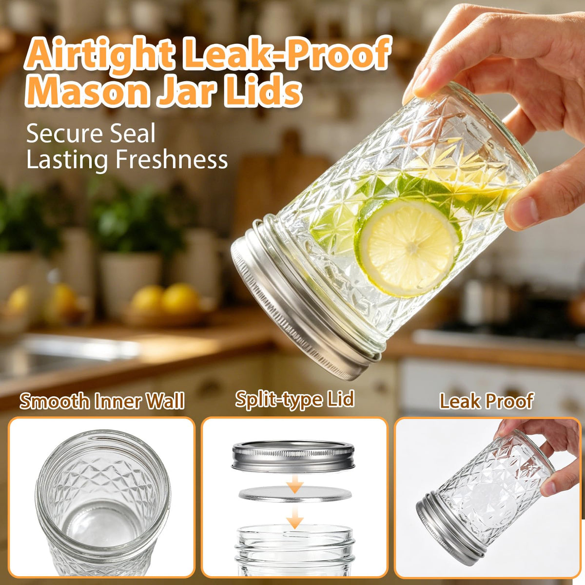 16oz Wide Mouth Mason Jars with Airtight Lids C294