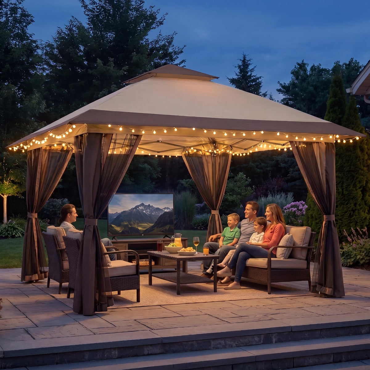 13x13 Pop Up Gazebo with Mosquito Netting Sidewall P856