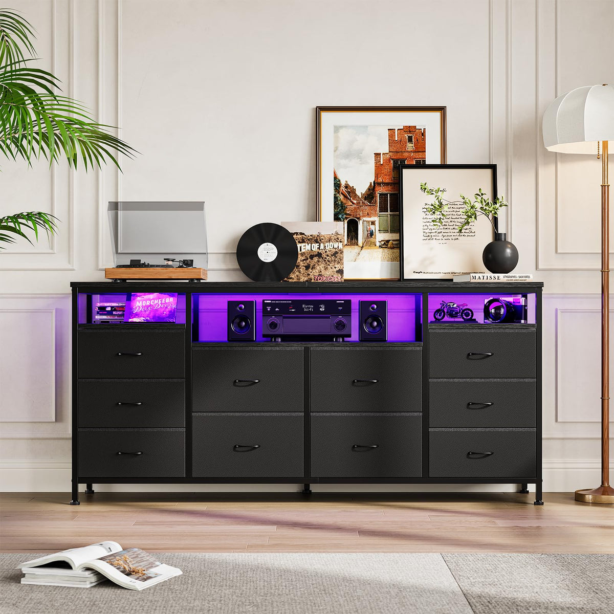 Black 10 Drawer Dresser TV Stand W921537