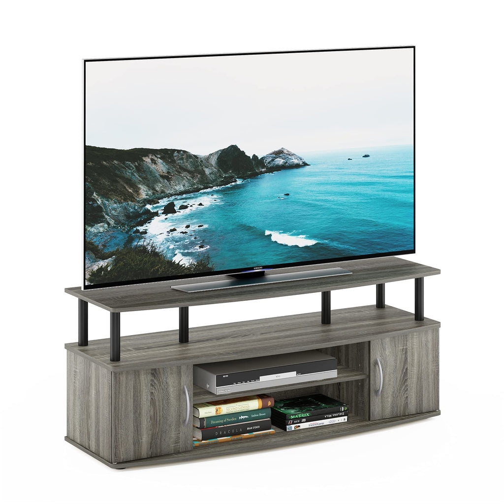French Oak Grey/Black Entertainment Stand for TV Up to 55 Inch V398