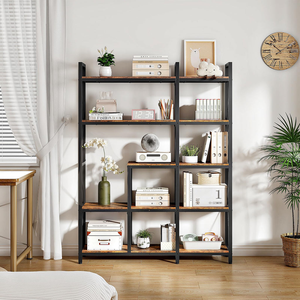 5-Tier L-Shaped Corner Bookshelf with Metal Frame N403363