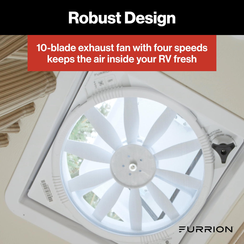 14" RV Rooftop Vent Exhaust Fan with Lid, White J59043