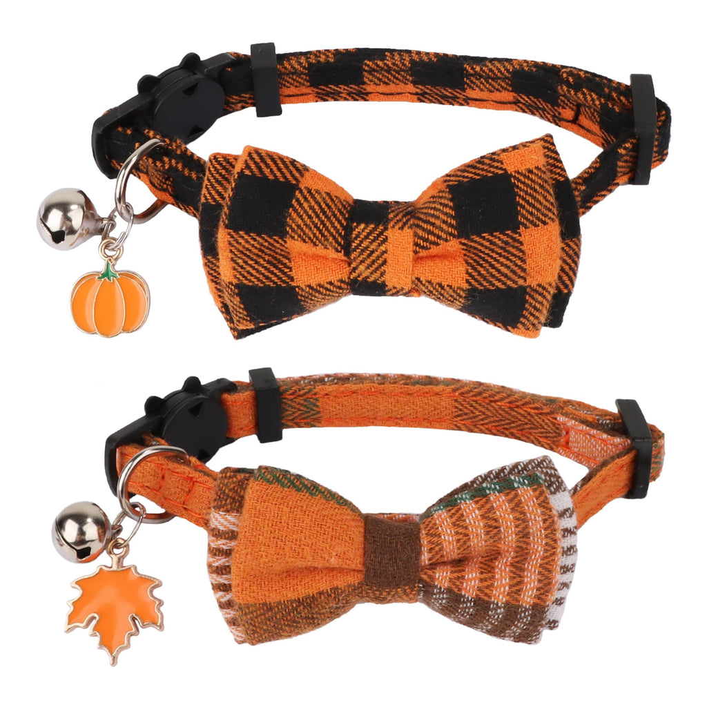Orange Plaid Cat Collar P621