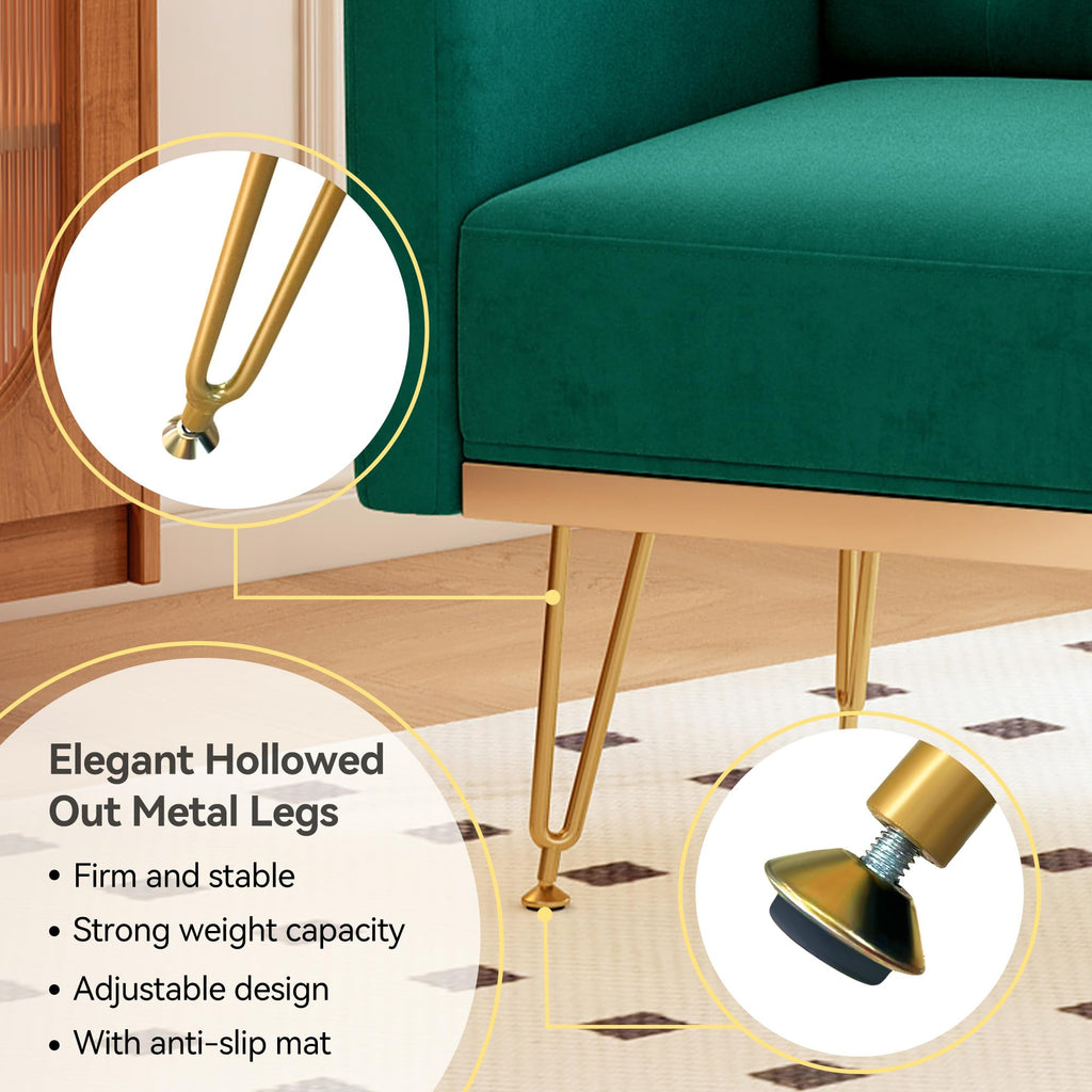 Oversized Velvet Tufted Accent Chair with Gold Legs Y338947