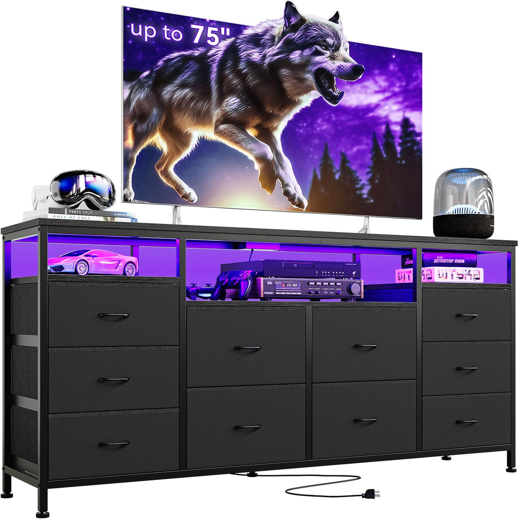 Black 10 Drawer Dresser TV Stand W921537