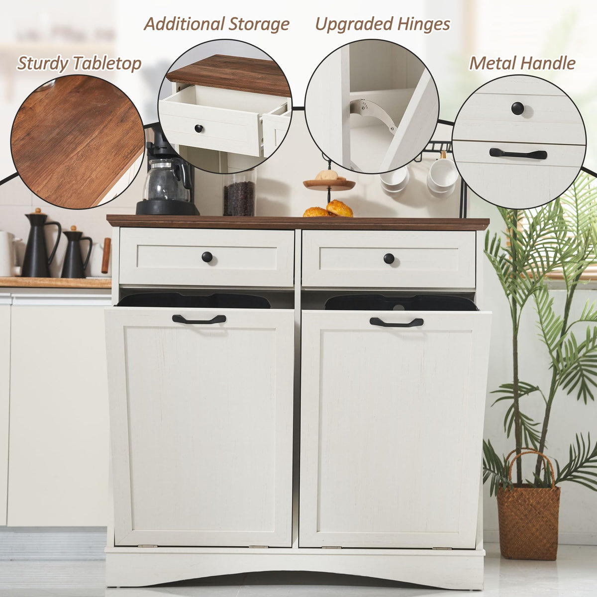 Antique White Tilt Out Trash Cabinet D620687