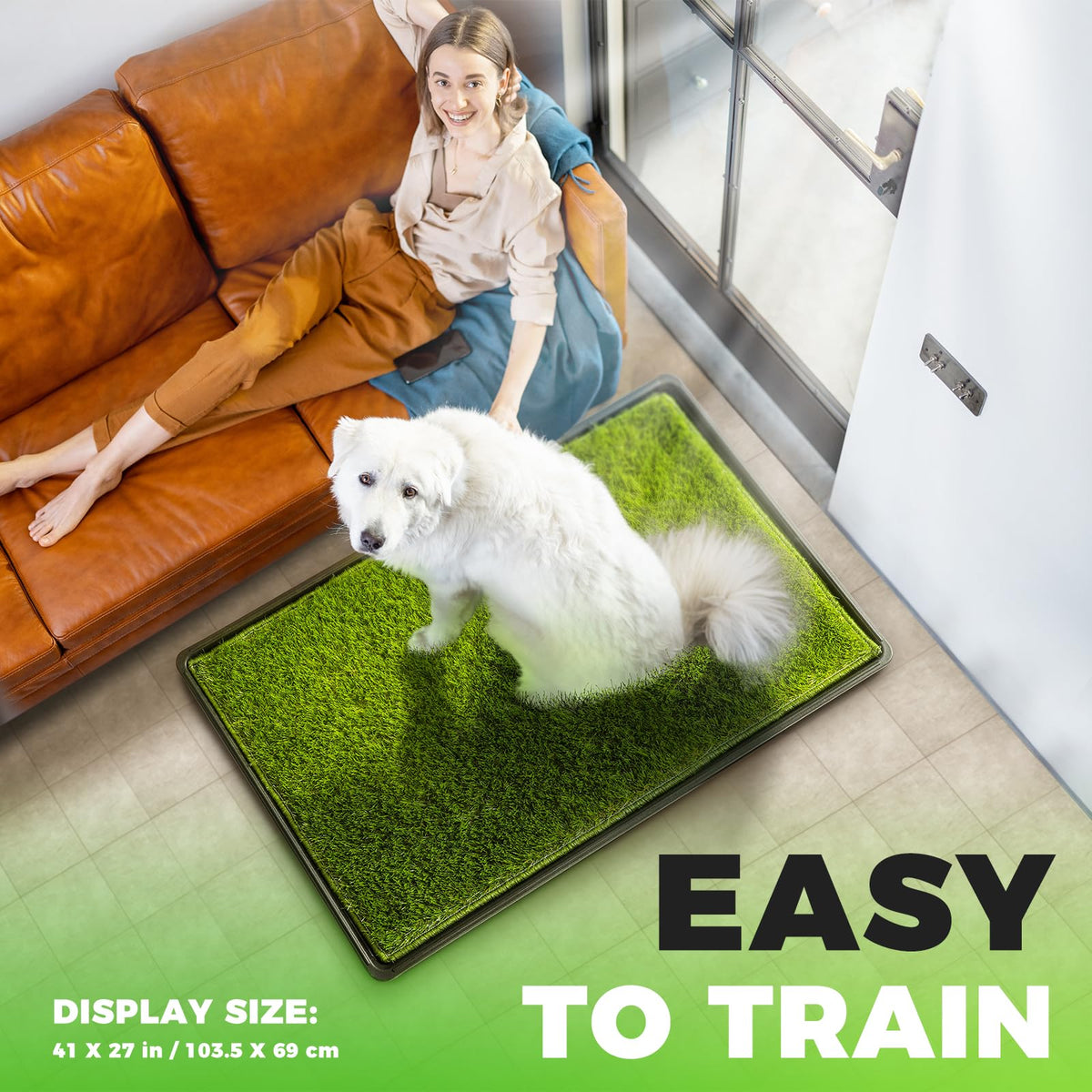 Large Artificial Turf Dog Grass Pad with Tray J8020