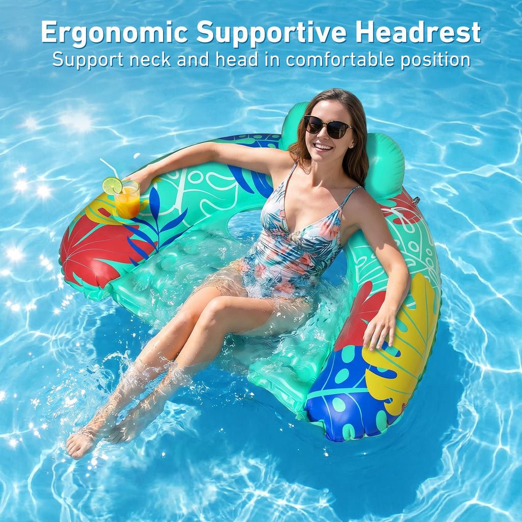3 Pack Inflatable Pool Float Chairs with Cup Holder N391