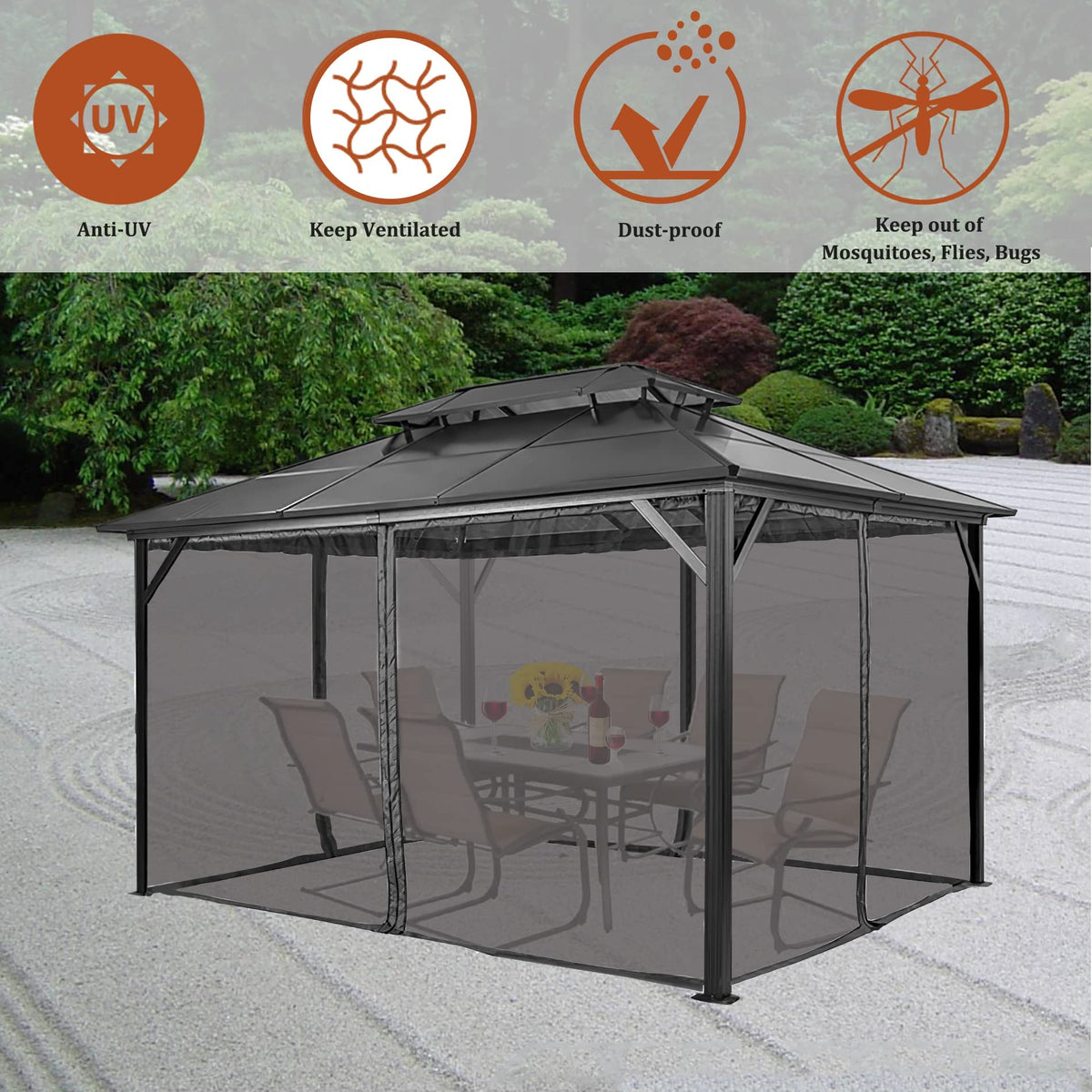 10x12 FT Black Mosquito Netting H987