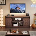 Brown Farmhouse TV Stand with Sliding Barn Doors and Storage Cabinets C45067
