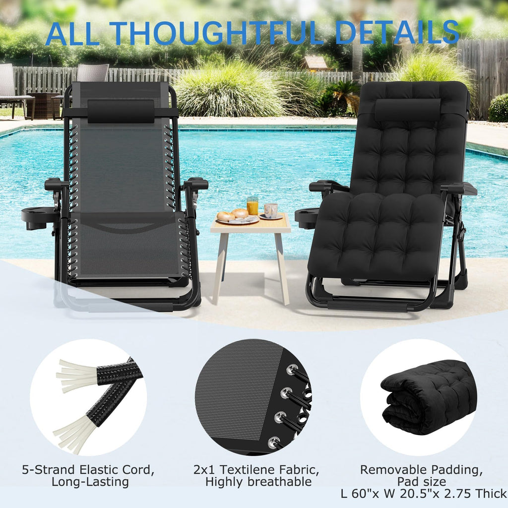 Zero Gravity Chair with Cup Holder, Black W37799