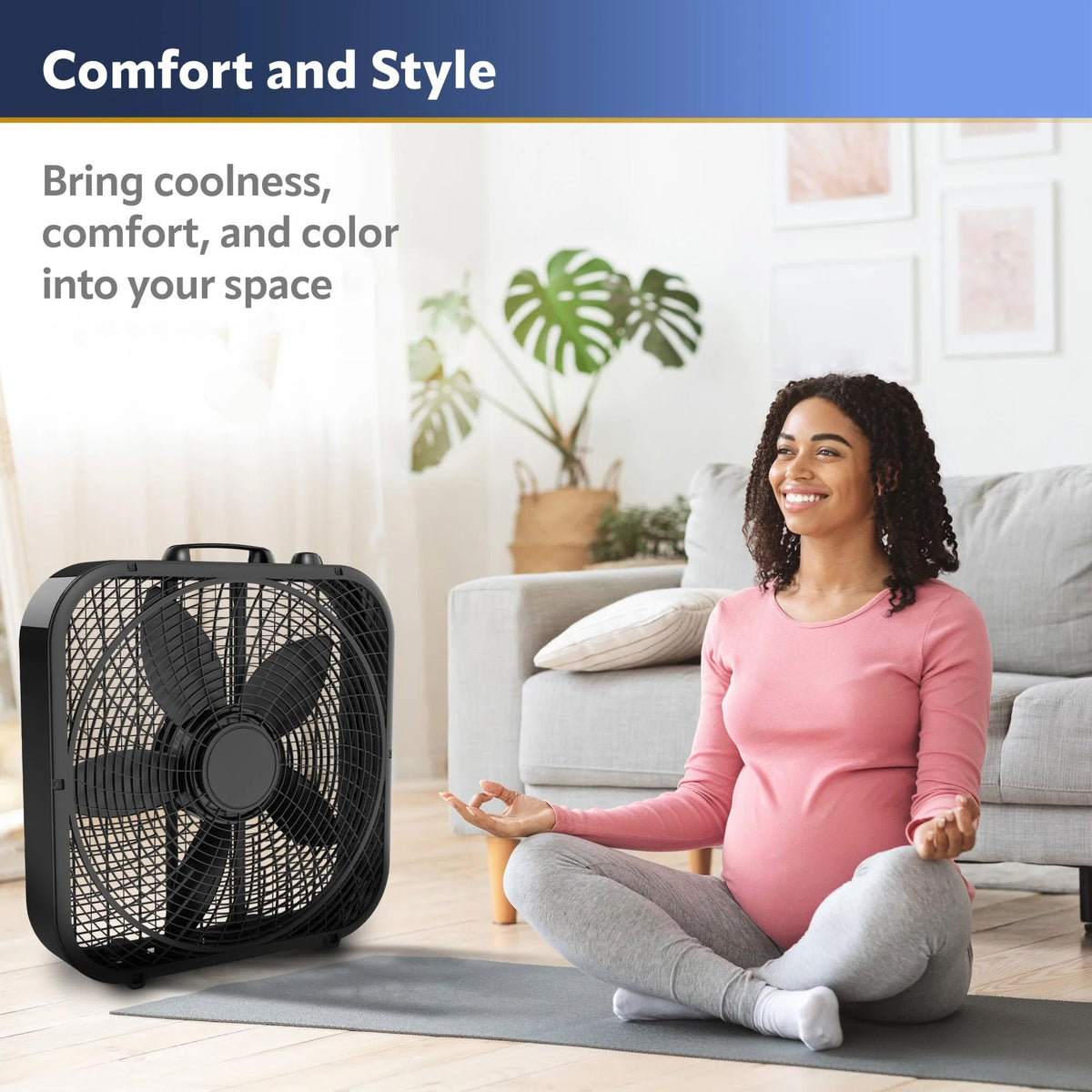 Black 20-inch 3-Speed Box Fan with Handle V862