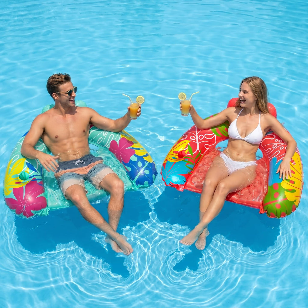 3 Pack Inflatable Pool Float Chairs with Cup Holder N391