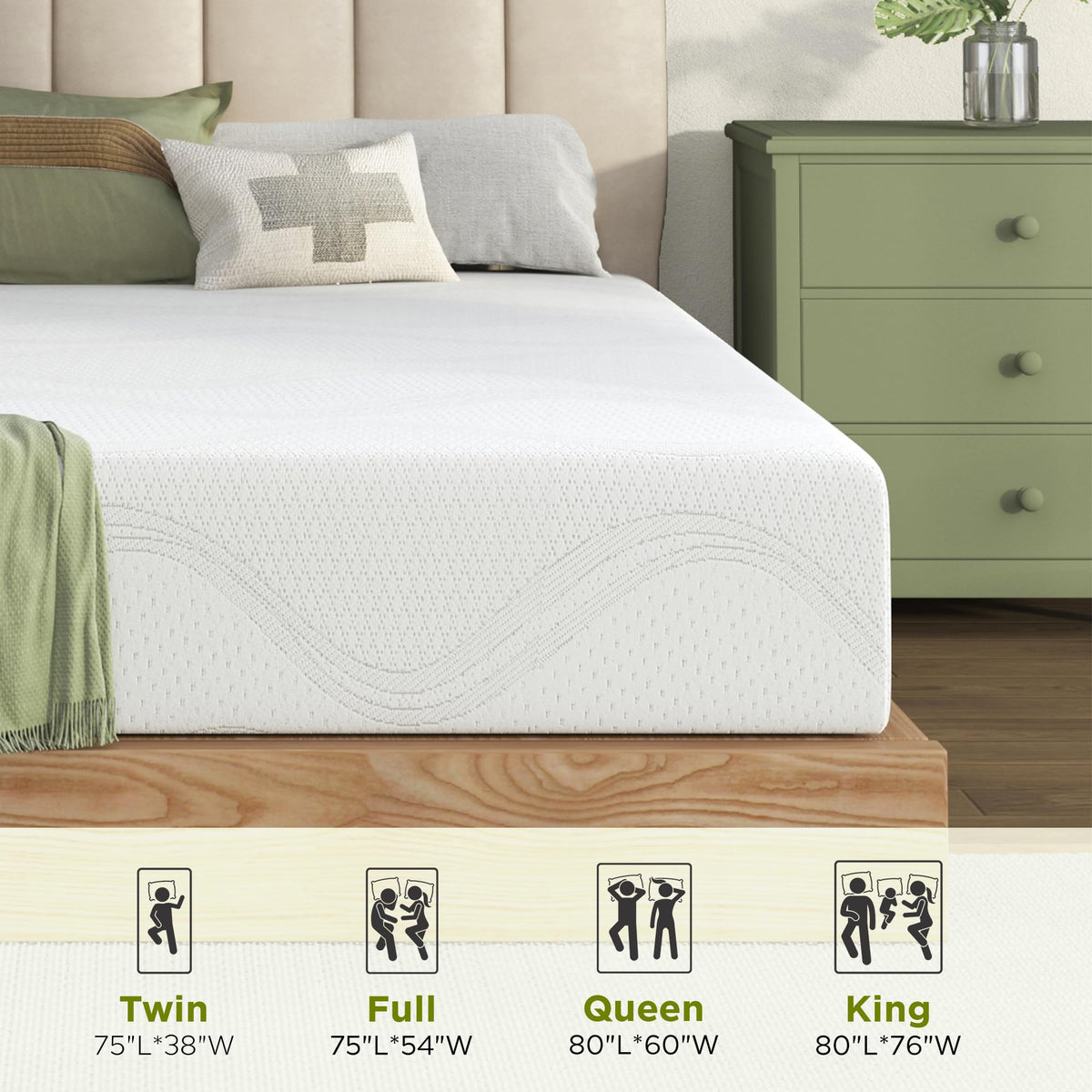 6 Inch Green Tea Gel Memory Foam Mattress F769