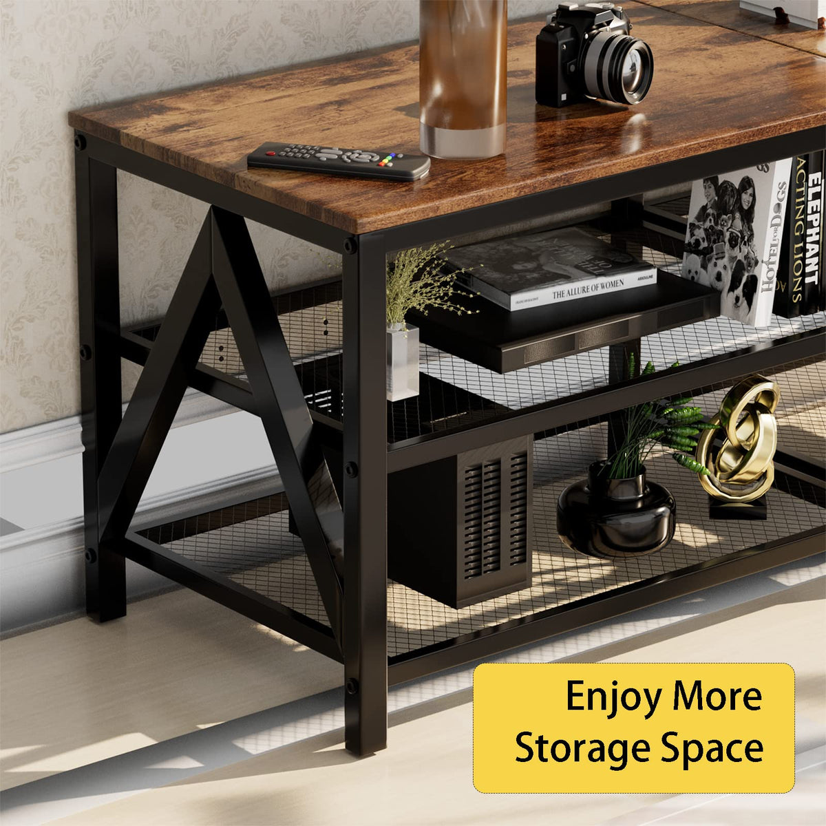 63" TV Stand with 3-Tier Storage Shelves Q74880