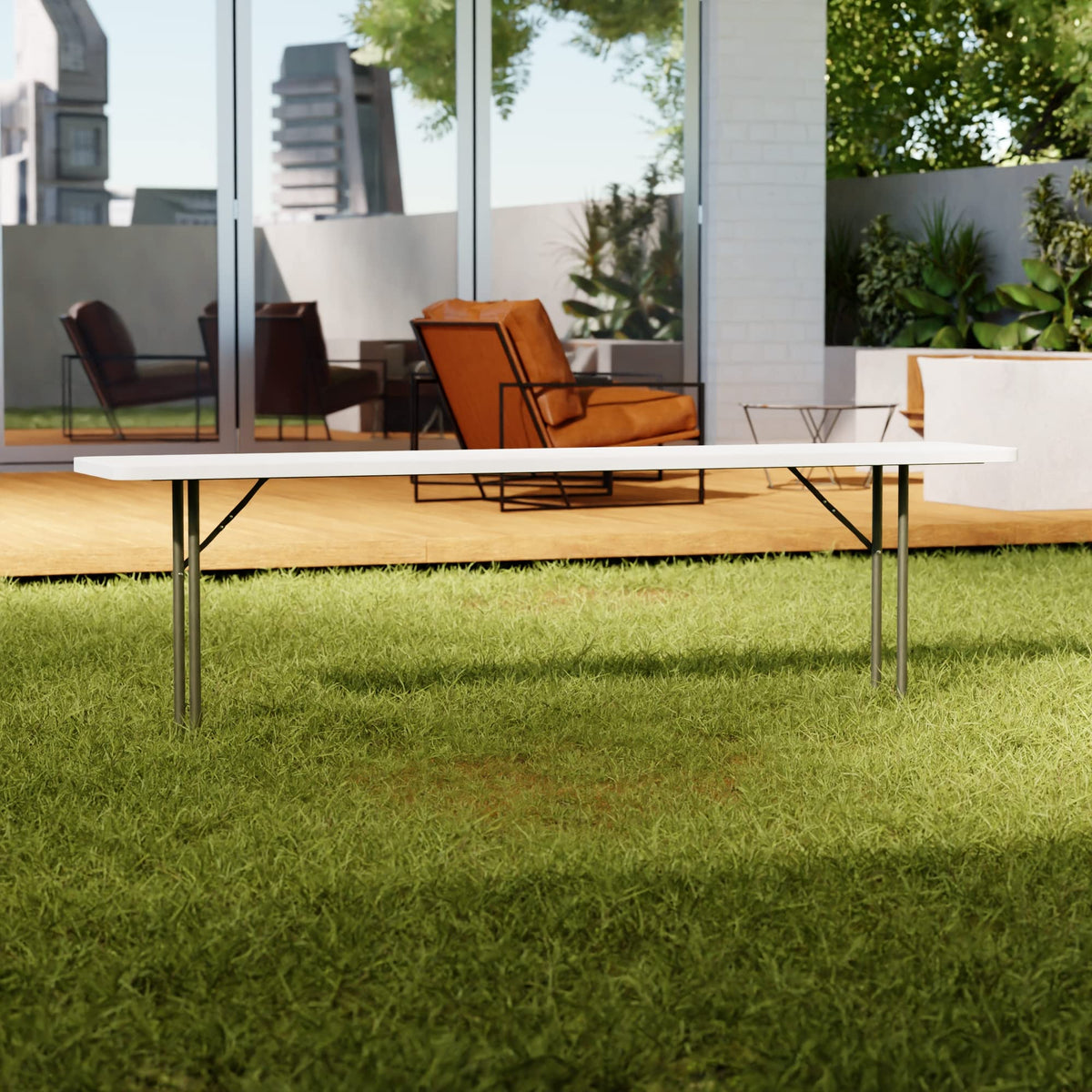 Granite White Heavy-Duty Blow Molded Plastic Folding Table P746
