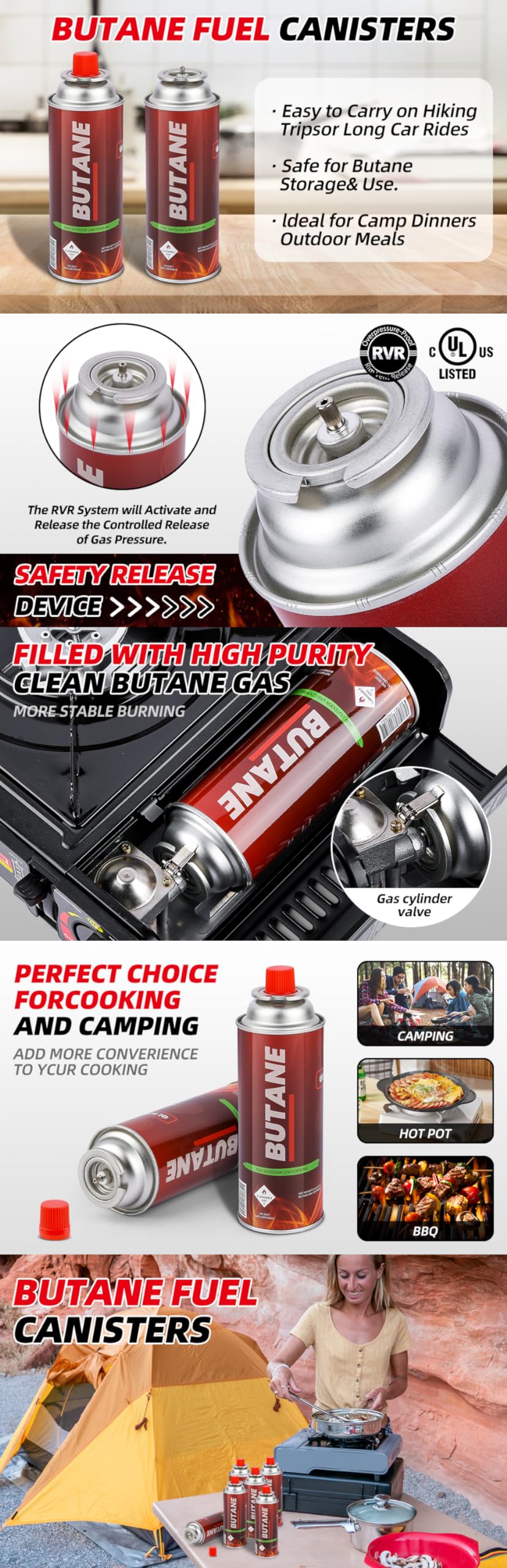 12 Pack 8oz Butane Fuel Cylinders C2833