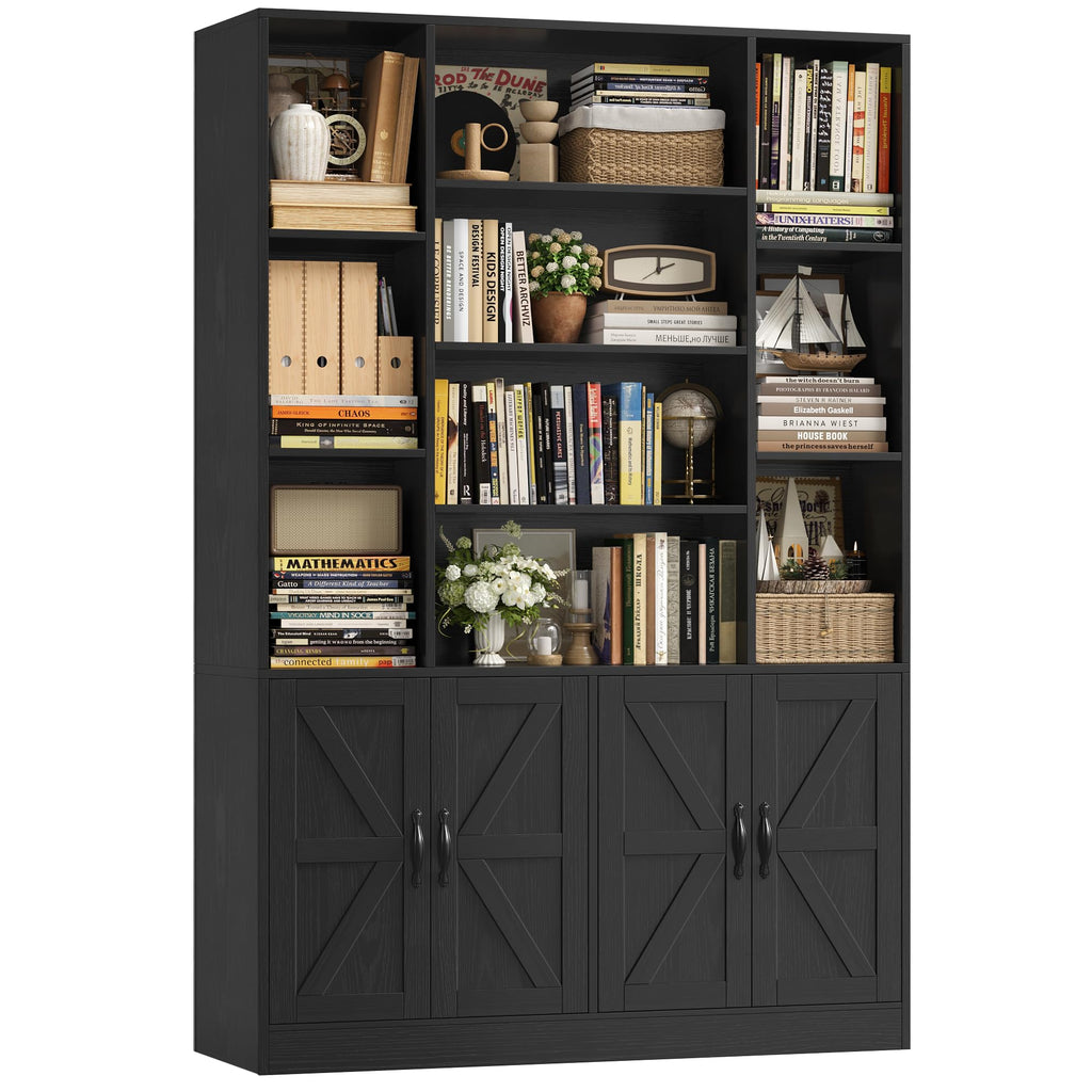 72" Tall Black Bookshelf with Storage S4567
