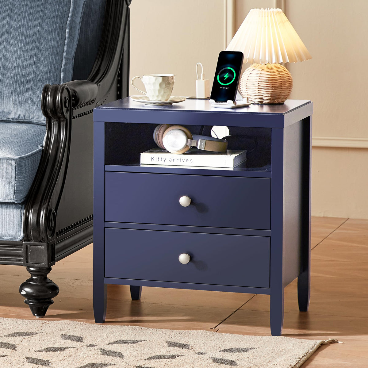 Blue Nightstand Set of 2 V110797